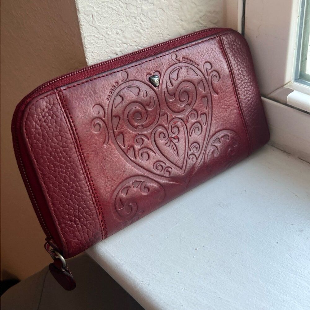Brighton Large Leather All Around Zip Wallet in Lipstick Red - Picture 3 of 12